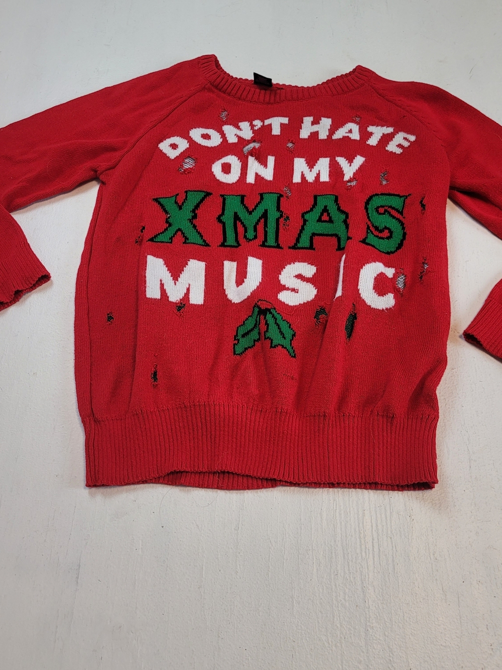 Red Christmas Crewneck Sweater - Don't Hate On My Xmas Music